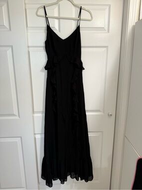 L’AGENCE Black Ruffle Maxi Dress